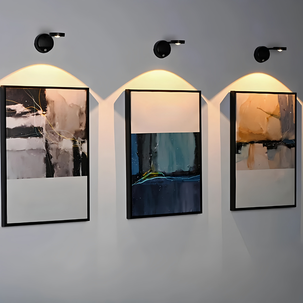 Wireless motion sensor LED wall light set with warm glow, black fixtures
