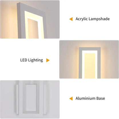 Wall LED light with clear acrylic lampshade and aluminium base plate