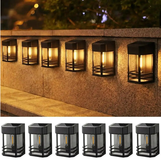 Solar Wall Lantern Fence Lights with 3 Brightness Levels – 6 Pack