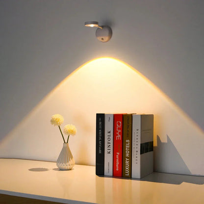 Wireless motion sensor LED wall light casting large warm halo glow