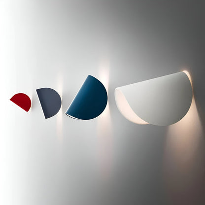 Assorted color adjustable wall cone lights: black, blue, white, and red shades