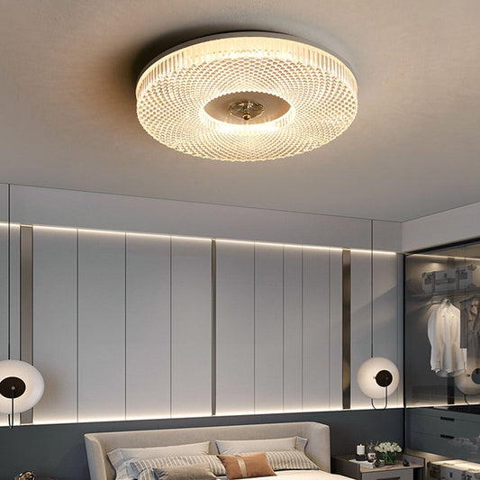 Modern LED ceiling light with circular acrylic ring and metal center mount