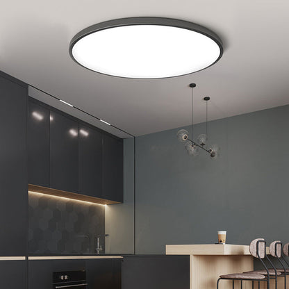 Dark housing round flat LED ceiling light with white acrylic diffuser