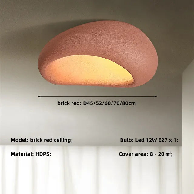 Textured brick red dome ceiling light with soft LED glow