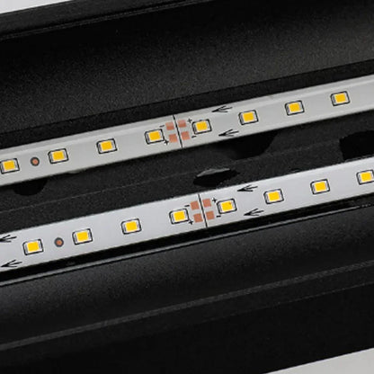 Black linear LED outdoor light bar with visible circuit and glowing LED modules